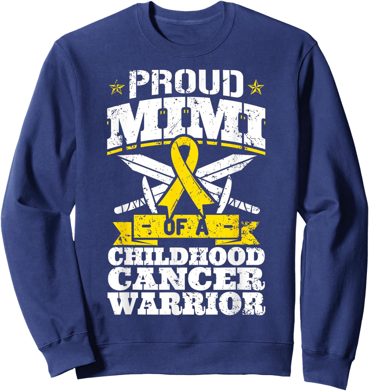 Proud Mimi Of A Childhood Cancer Warrior Awareness Grandma Sweatshirt - Sweatshirt | Navy