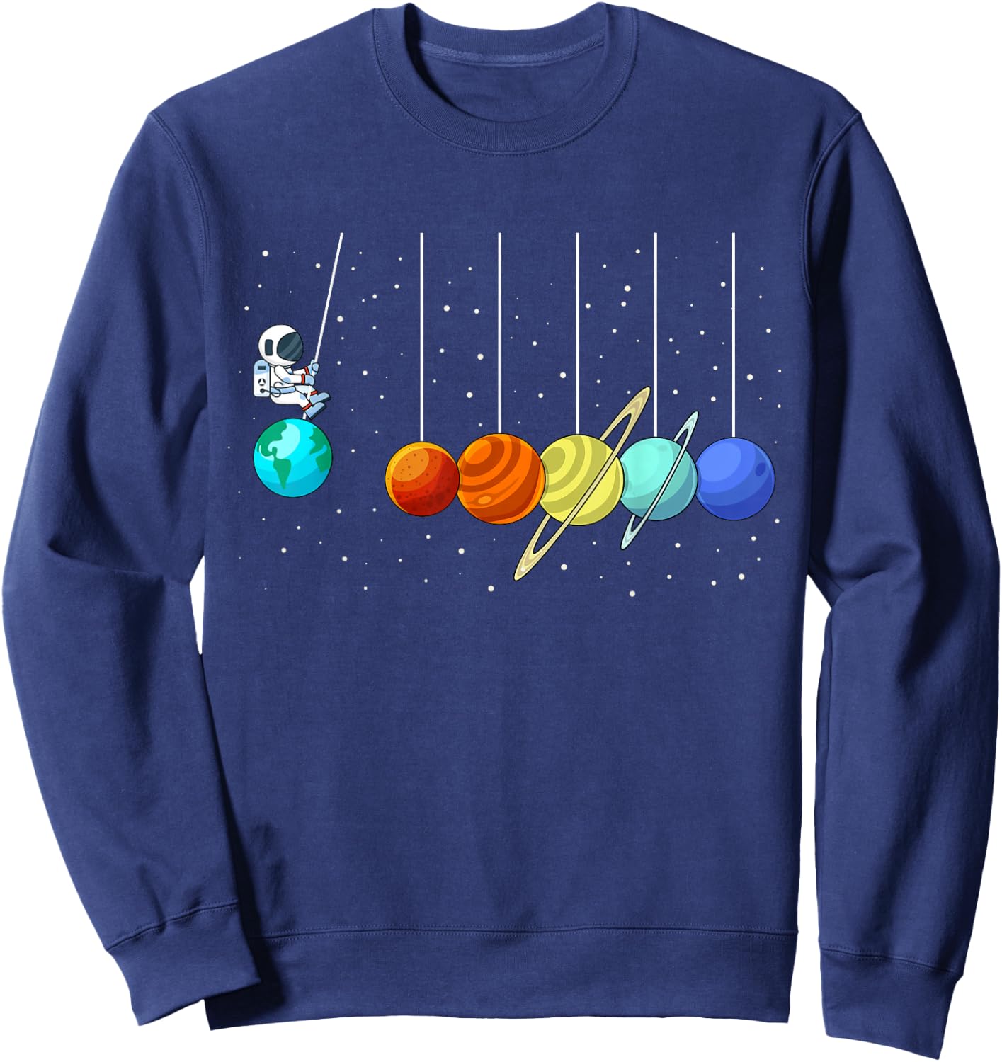 Funny Astronaut Newtons Cradle Pendulum Swing Planets Space Sweatshirt - Sweatshirt | Navy