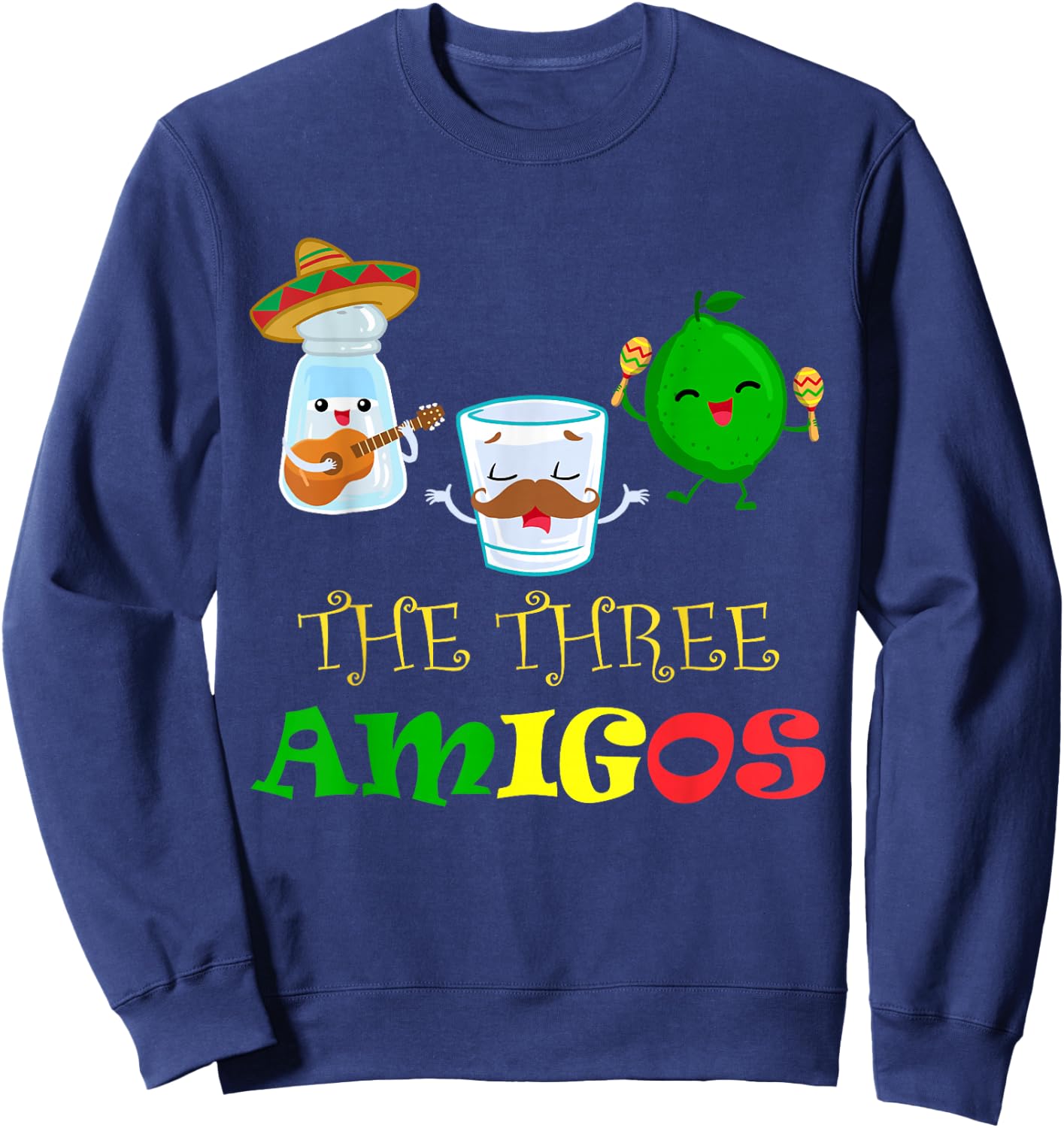 The Three Amigos - Black, -Adults, Small, Short Sleeve Sweatshirt - Sweatshirt | Navy