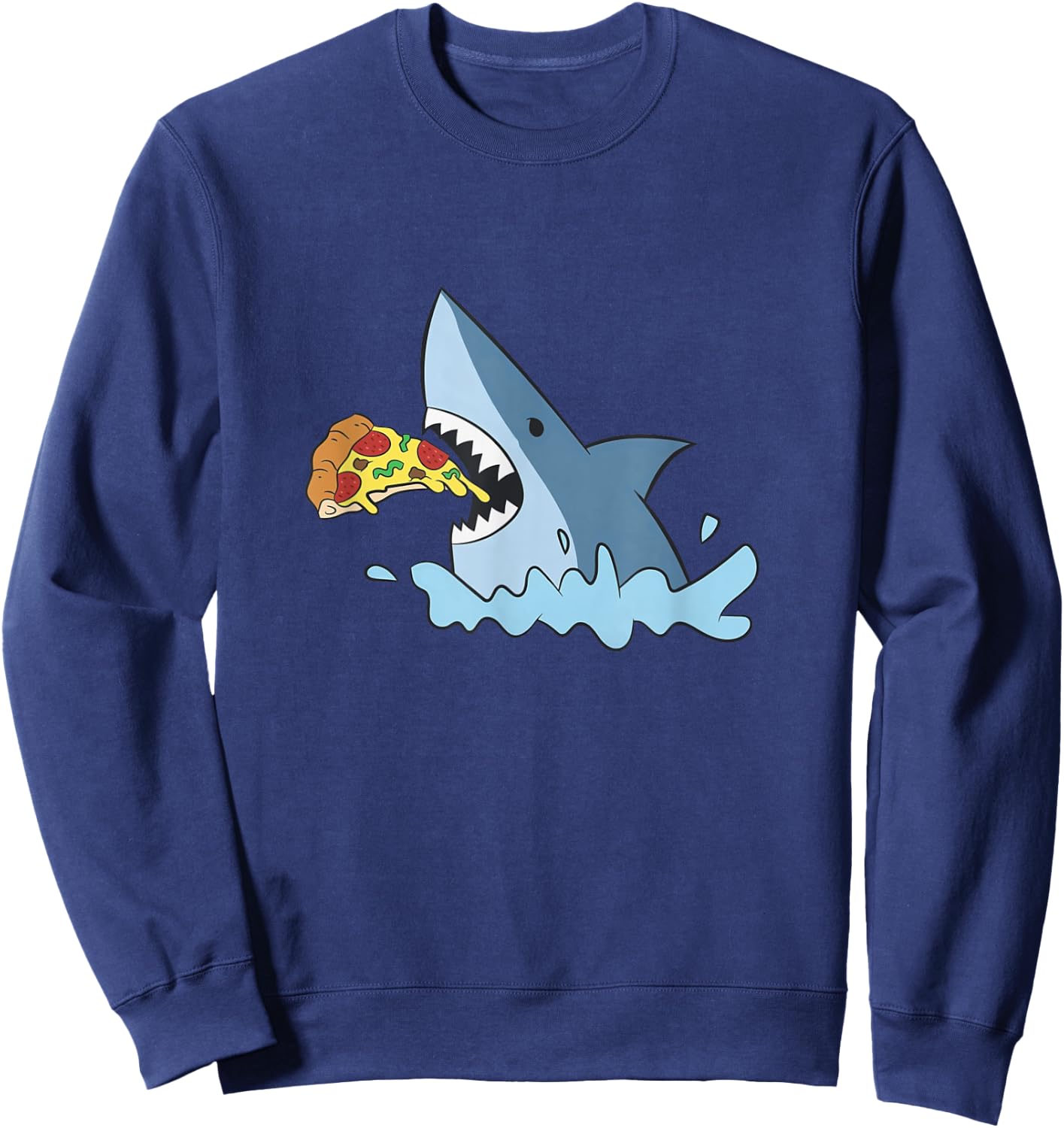 Shark Eating Pizza Sweatshirt - Sweatshirt | Navy