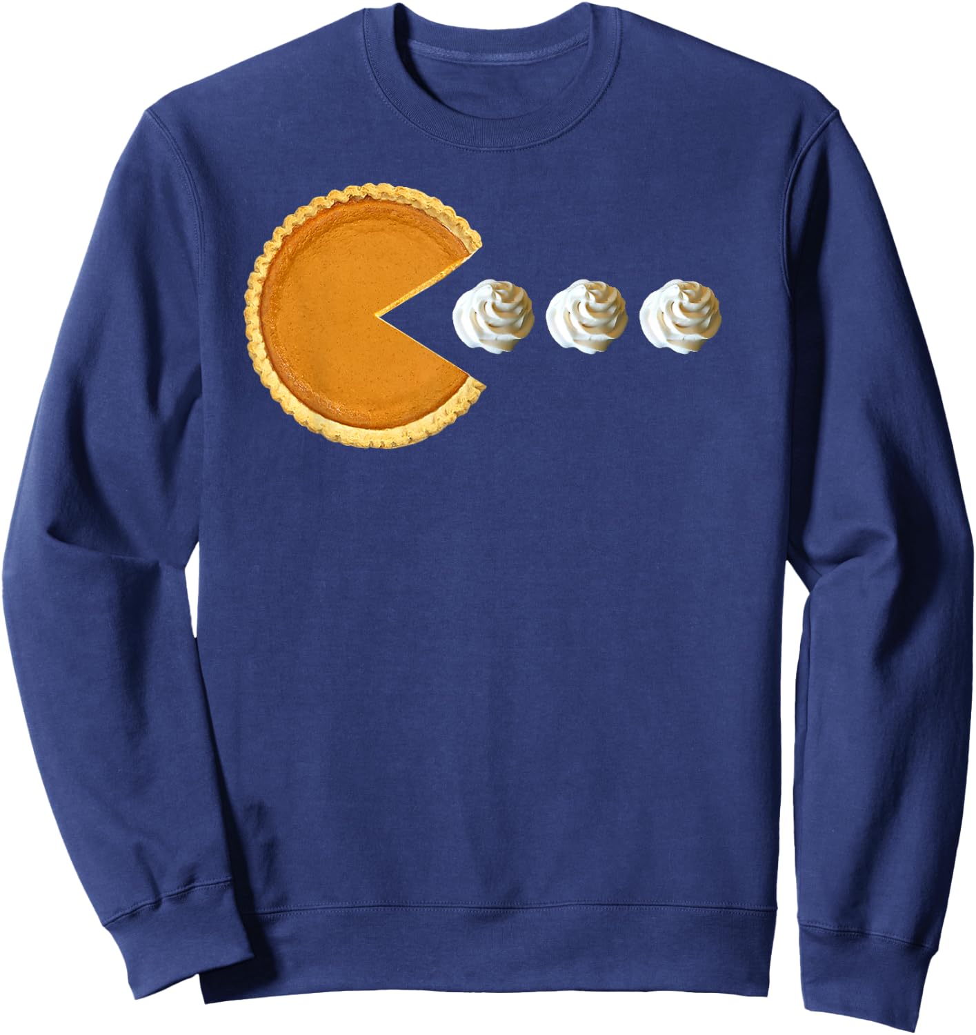 Pumpkin Pie Eating Whipped Cream Funny Boys Thanksgiving Sweatshirt - Sweatshirt | Navy