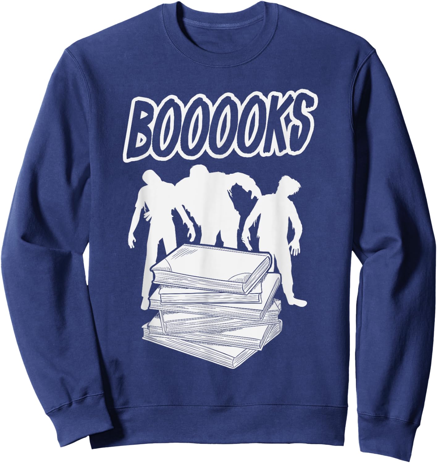 Booooks Halloween Zombie Book Reader Spooky Funny Gift Sweatshirt - Sweatshirt | Navy