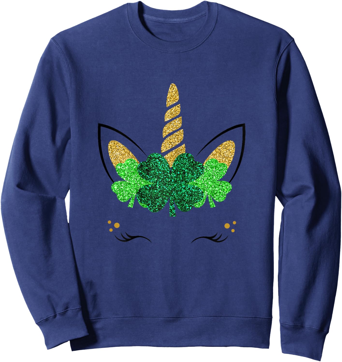 Unicorn Face St Patrick's Day Girls Sweatshirt - Sweatshirt | Navy