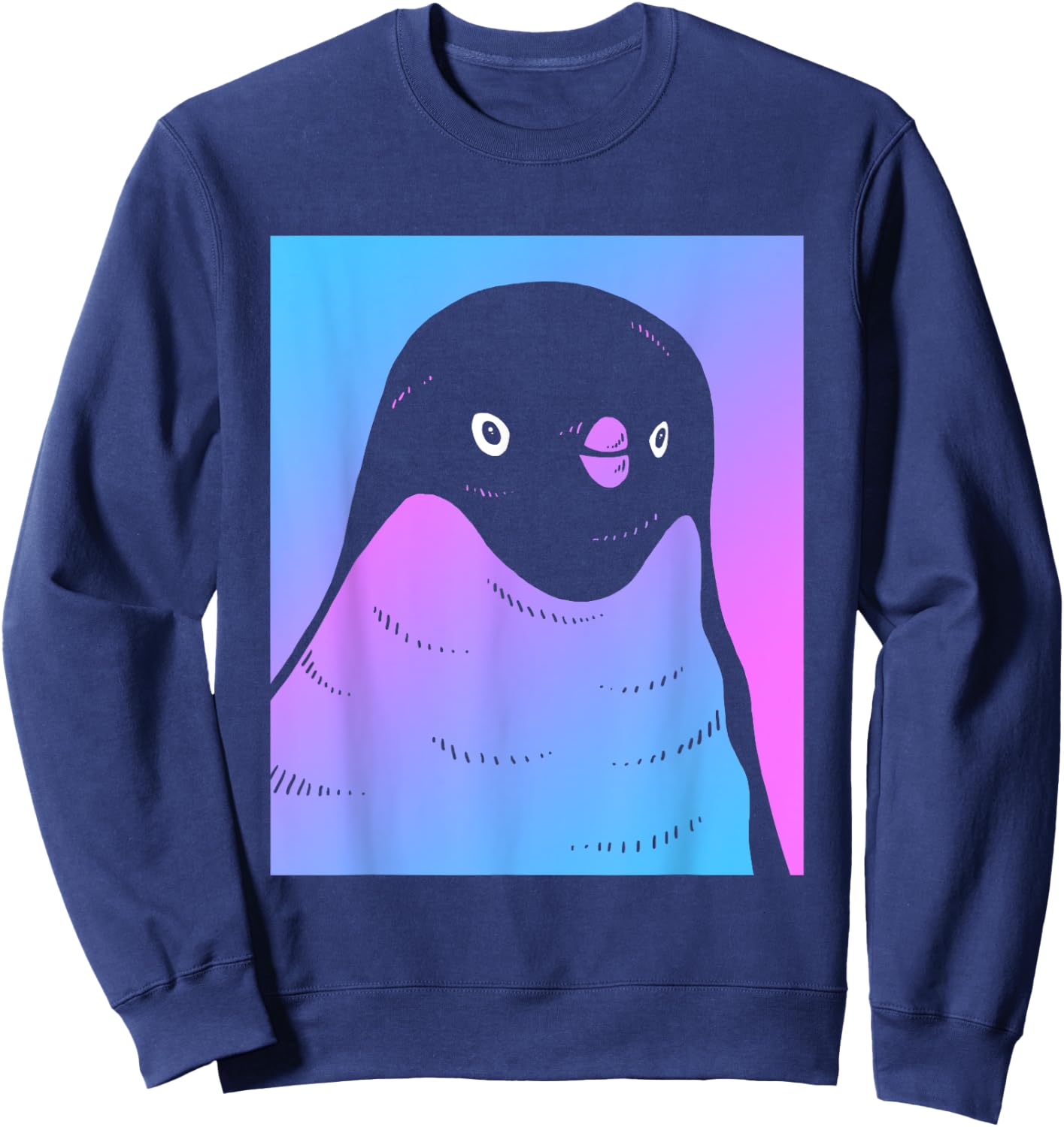 Vaporwave Penguin Aesthetic Pastel Goth Aquatic Bird Sweatshirt - Sweatshirt | Navy