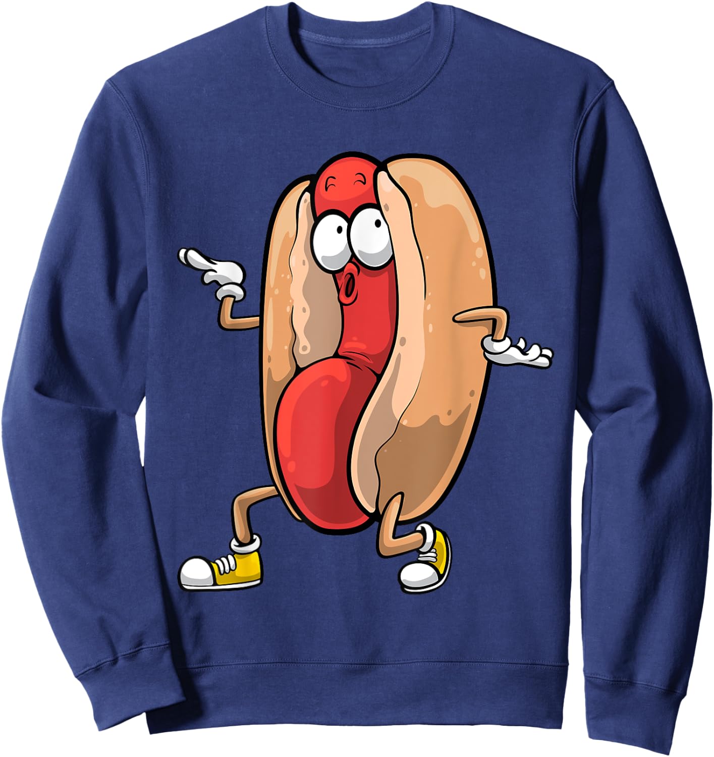 Funny Dancing Hot Dog Design For Kids Boys Girls Hotdog Gag Sweatshirt - Sweatshirt | Navy