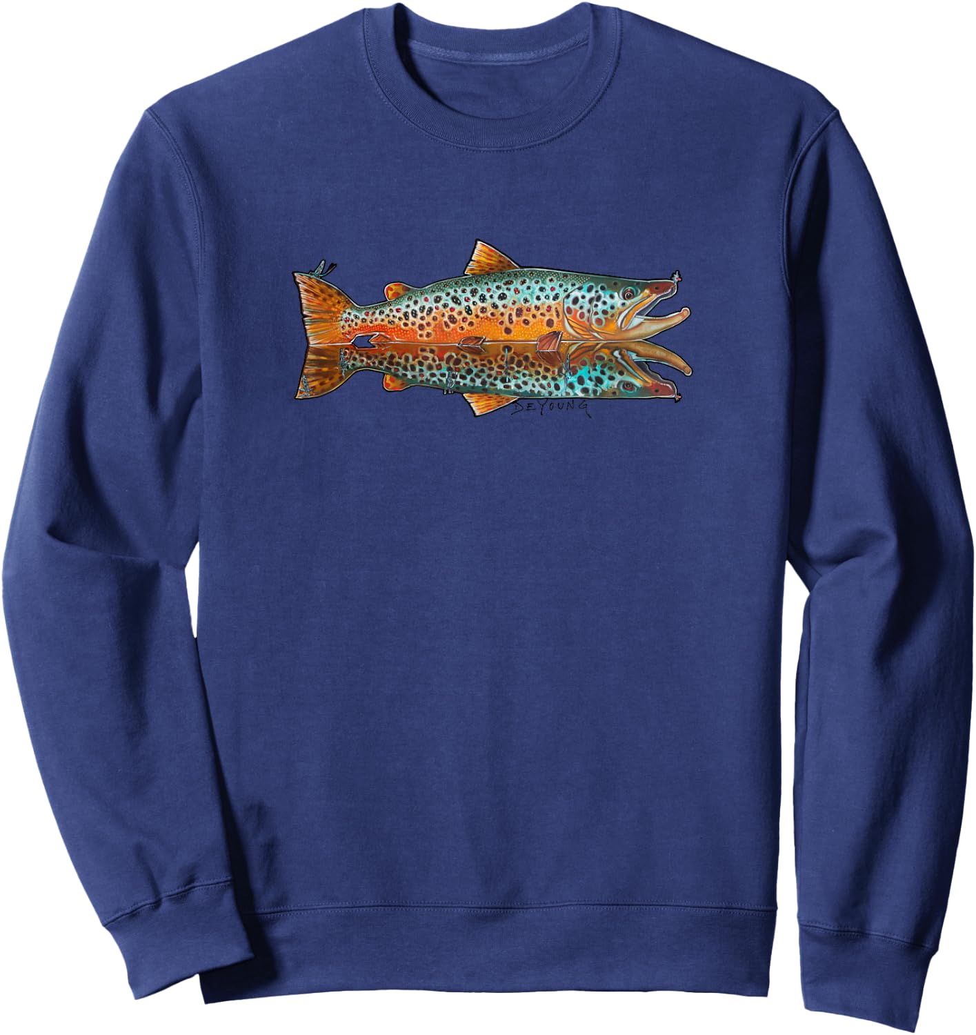 Brown Trout Fly Fishing Sweatshirt - Sweatshirt | Navy