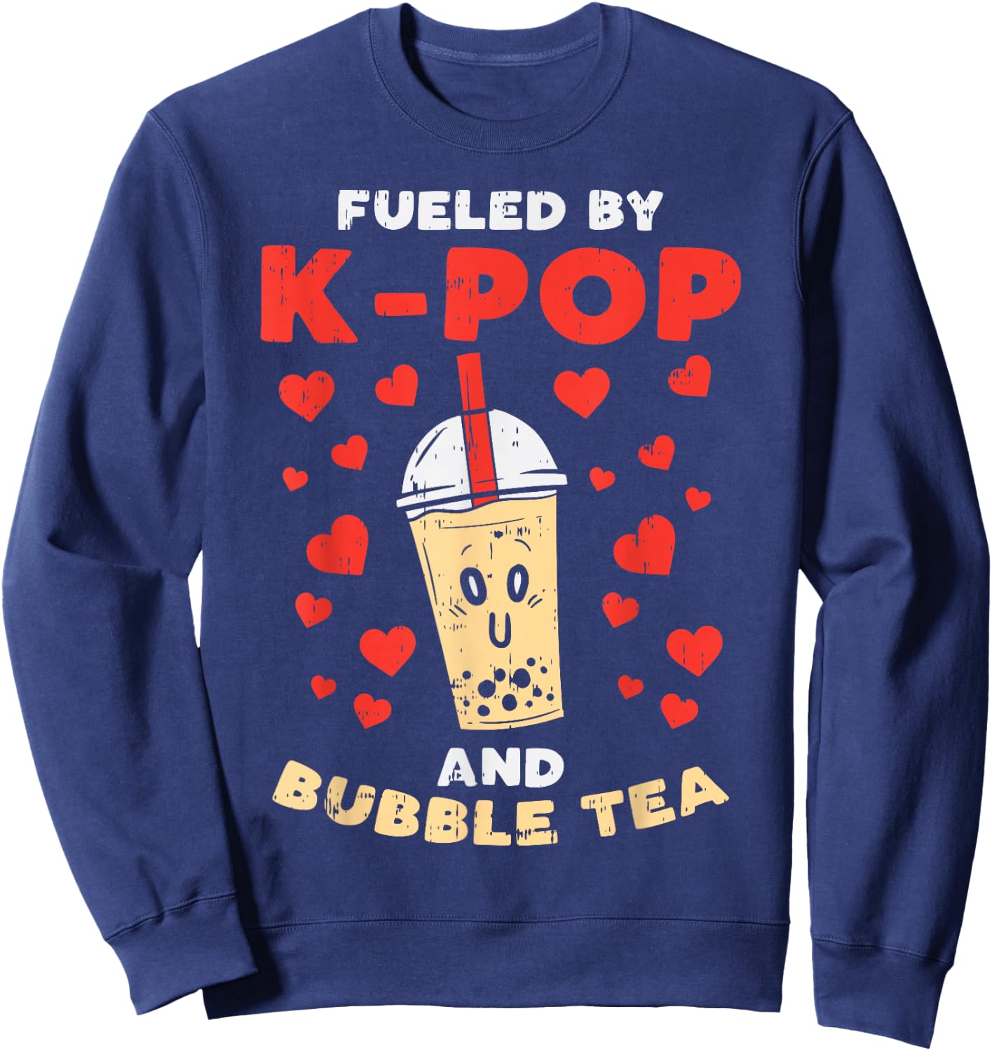 Fueled By K-Pop Bubble Tea Cute Korean Women Girls Teen Gift Sweatshirt - Sweatshirt | Navy
