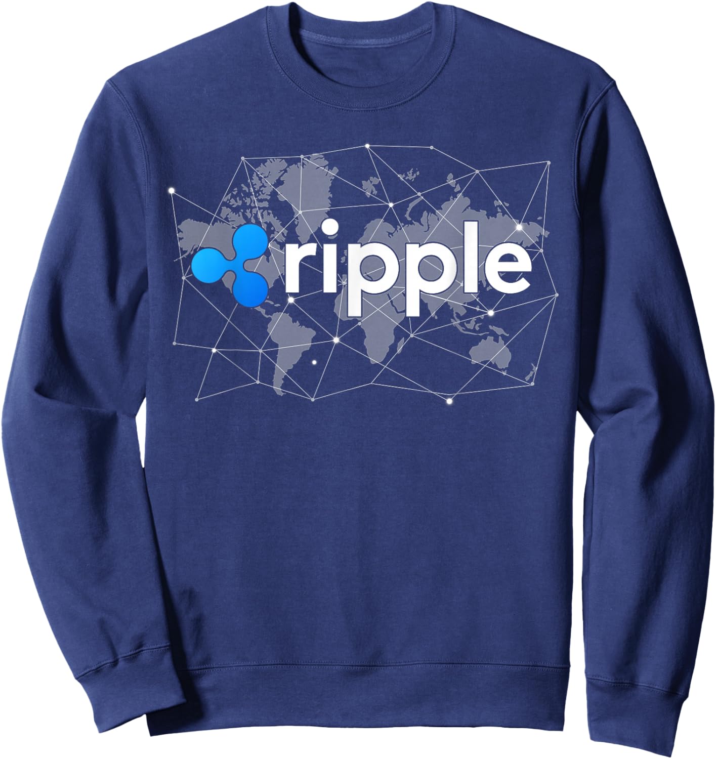Ripple XRP Logo Crypto Trader World Map Blockchain Sweatshirt - Sweatshirt | Navy