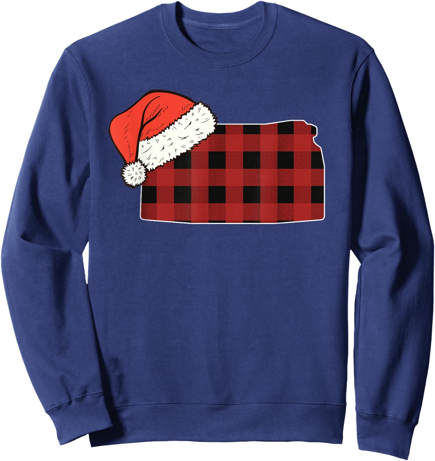 Kansas Plaid Christmas Santa Hat Holiday Matching Design Sweatshirt - Sweatshirt | Navy