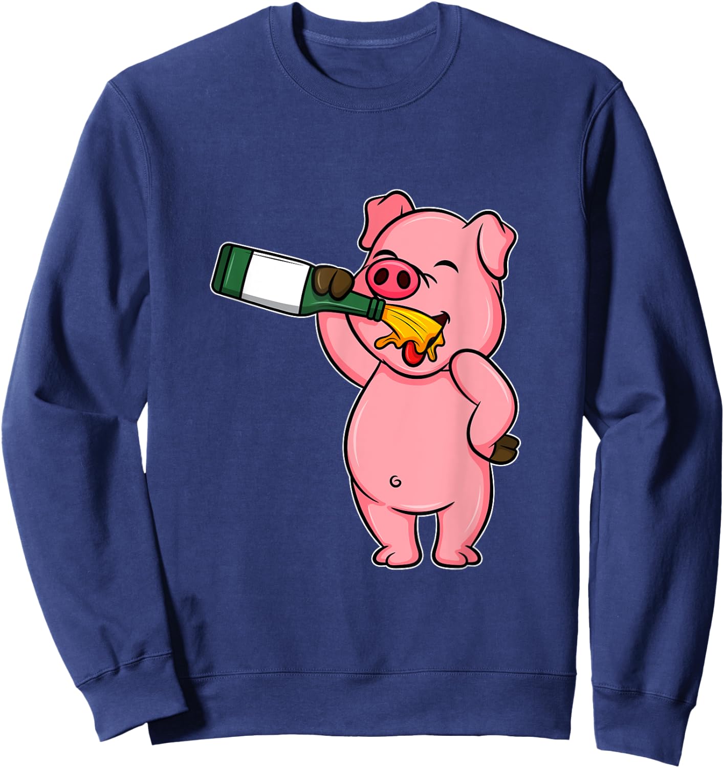 Funny Beer Day Pig Shirt I Alcohol Drink Party Wine Sweatshirt - Sweatshirt | Navy