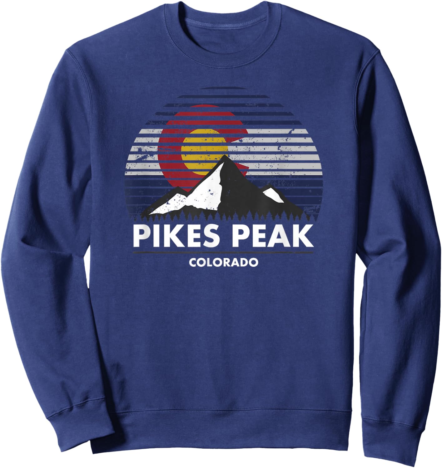 Pikes Peak Colorado Flag - Mountain Adventure Sweatshirt - Sweatshirt | Navy