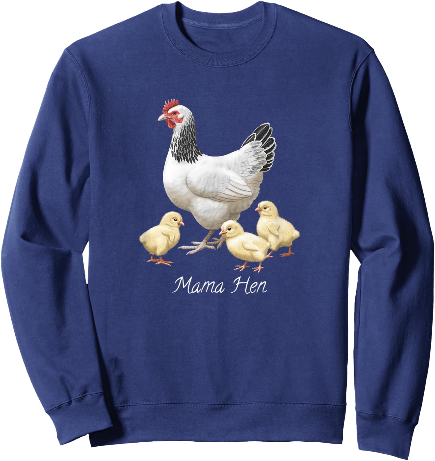 Mama Hen Sussex Chicken and 3 Baby Chicks Sweatshirt - Sweatshirt | Navy