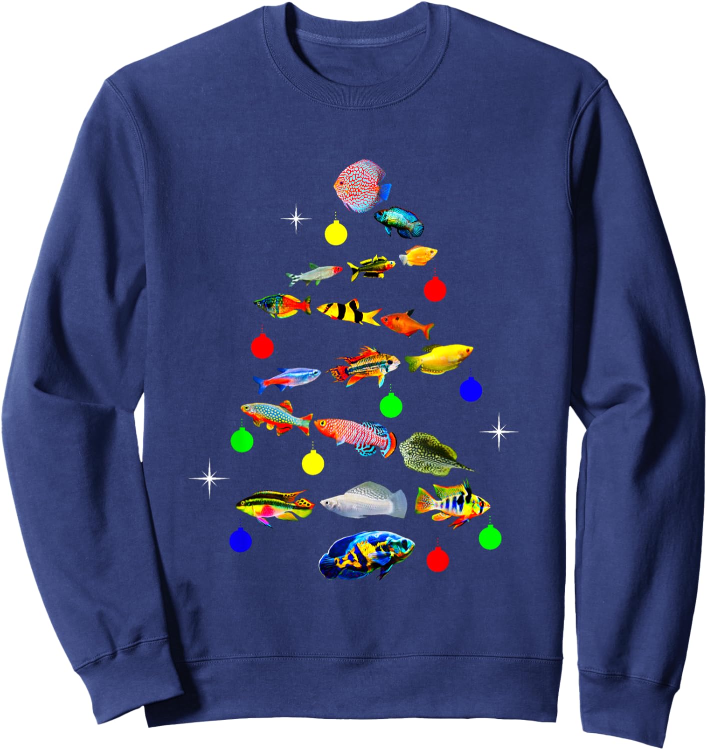 Aquarium Fish Christmas Tree Cichlid Gouramis Discus Tetras Sweatshirt - Sweatshirt | Navy