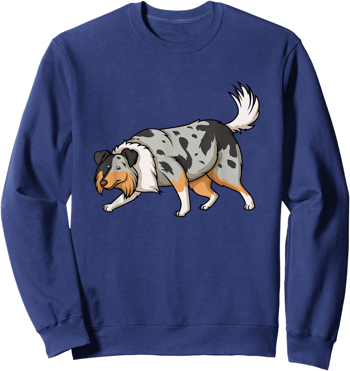 Collie Dogs Blue Merle Collie Sniffing Funny Cute Sweatshirt - Sweatshirt | Navy