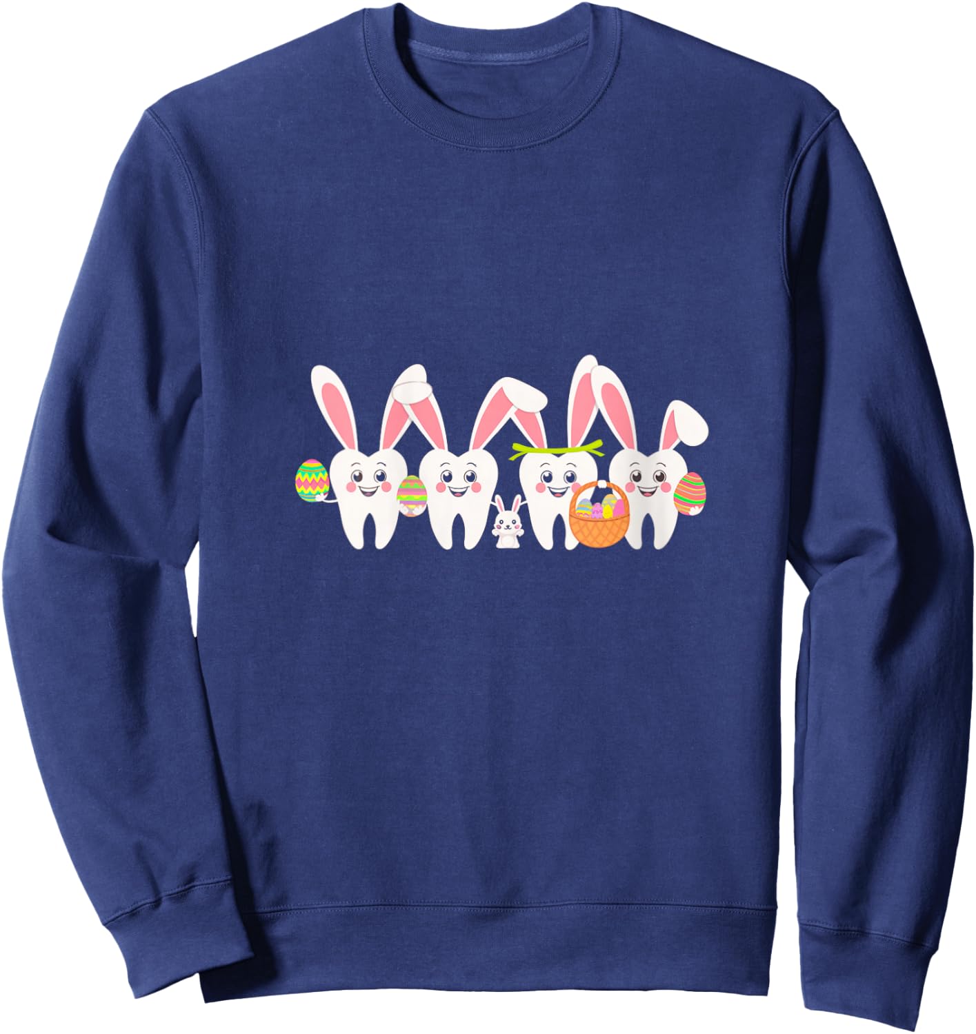 Women's Dental Assistant Teeth Easter Dental Squad Dentist Vibes V-Neck Sweatshirt - Sweatshirt | Navy