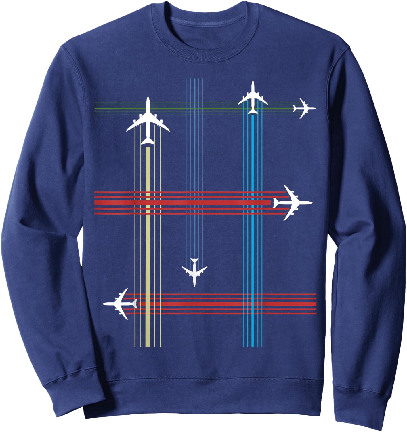 Retro 747 Airliner Contrail Vintage Aircraft Pilot Sweatshirt - Sweatshirt | Navy
