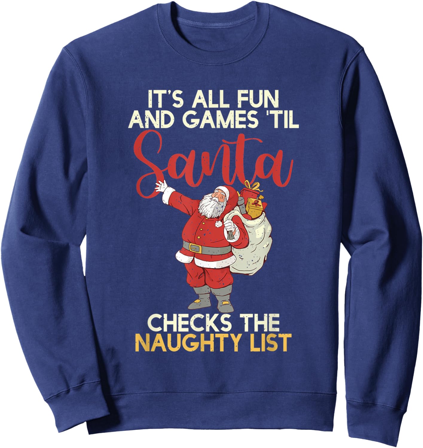Christmas Distressed Retro Funny Santa Sweatshirt - Sweatshirt | Navy