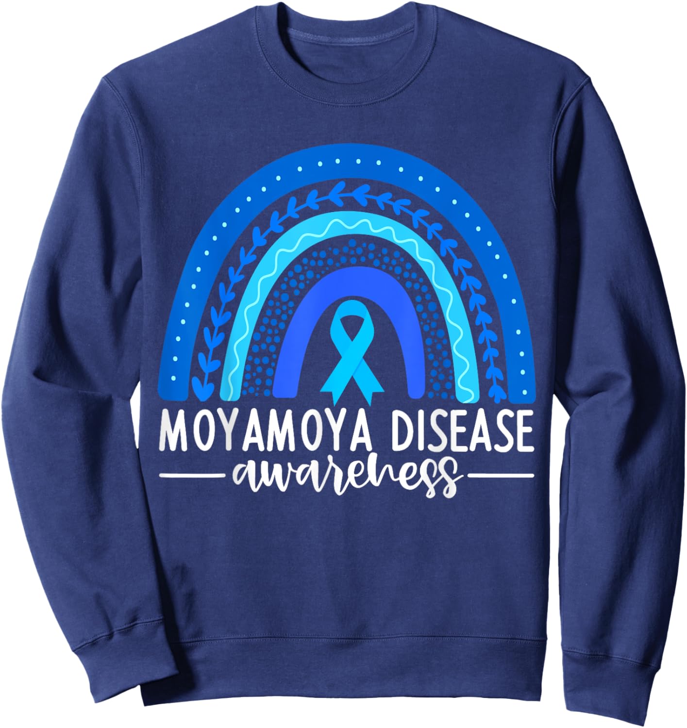 Moyamoya Awareness Shirt Blue Rainbow Boho Moyamoya Disease Sweatshirt - Sweatshirt | Navy