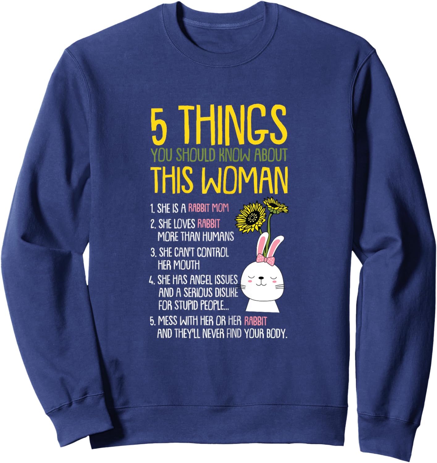 5 Things You Should Know About This Woman Rabbit Mom Bunny Sweatshirt - Sweatshirt | Navy