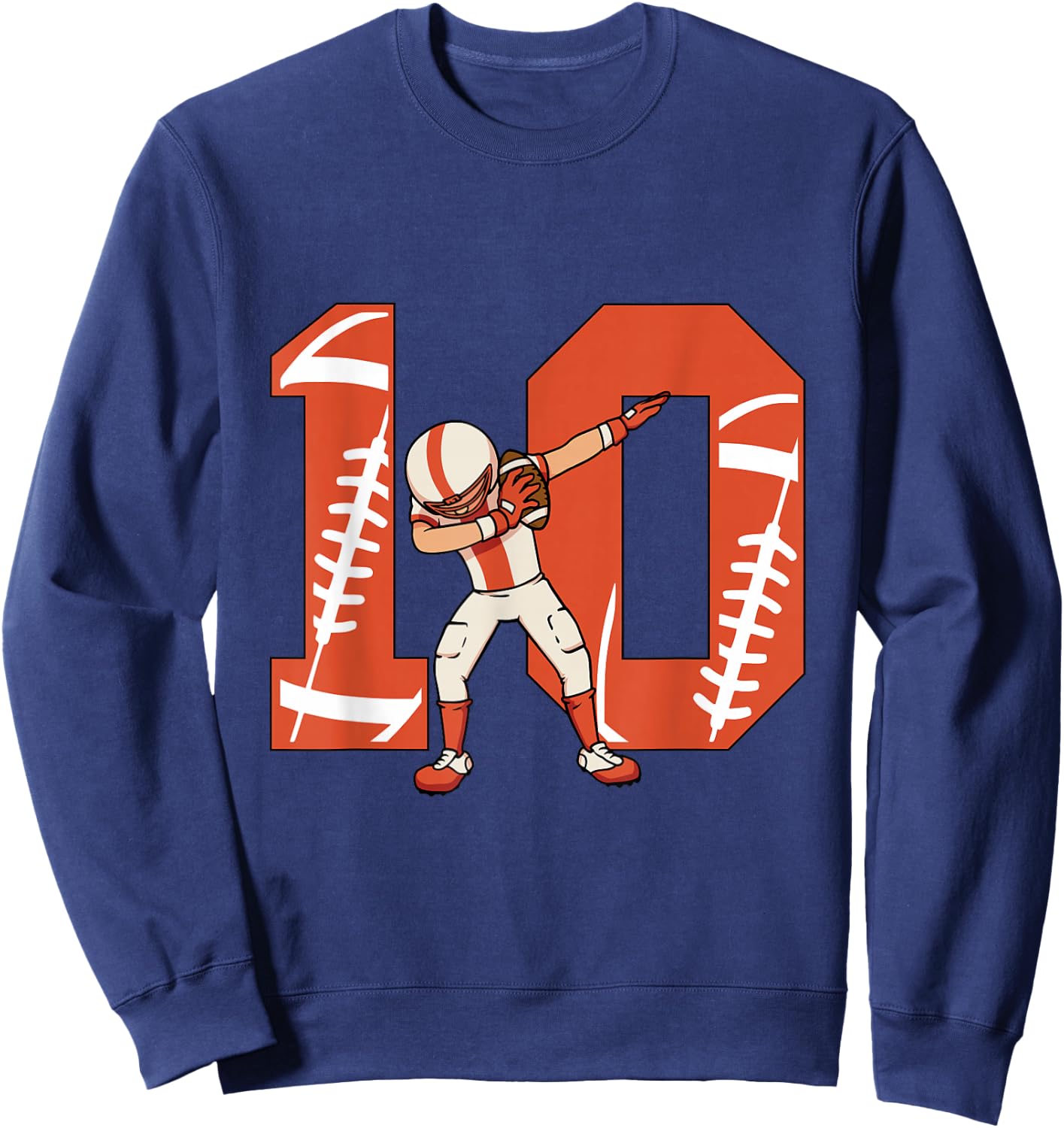 10 Years Old Boy Football Player 10th Football Birthday Kids Sweatshirt - Sweatshirt | Navy