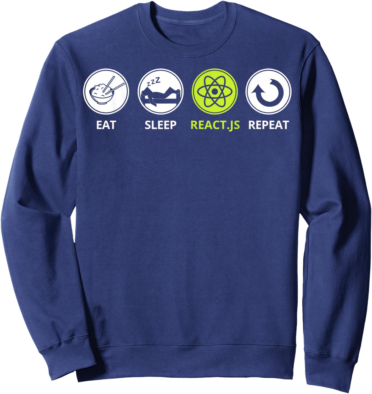 Funny Javascript - Eat Sleep React.js Repeat Sweatshirt - Sweatshirt | Navy
