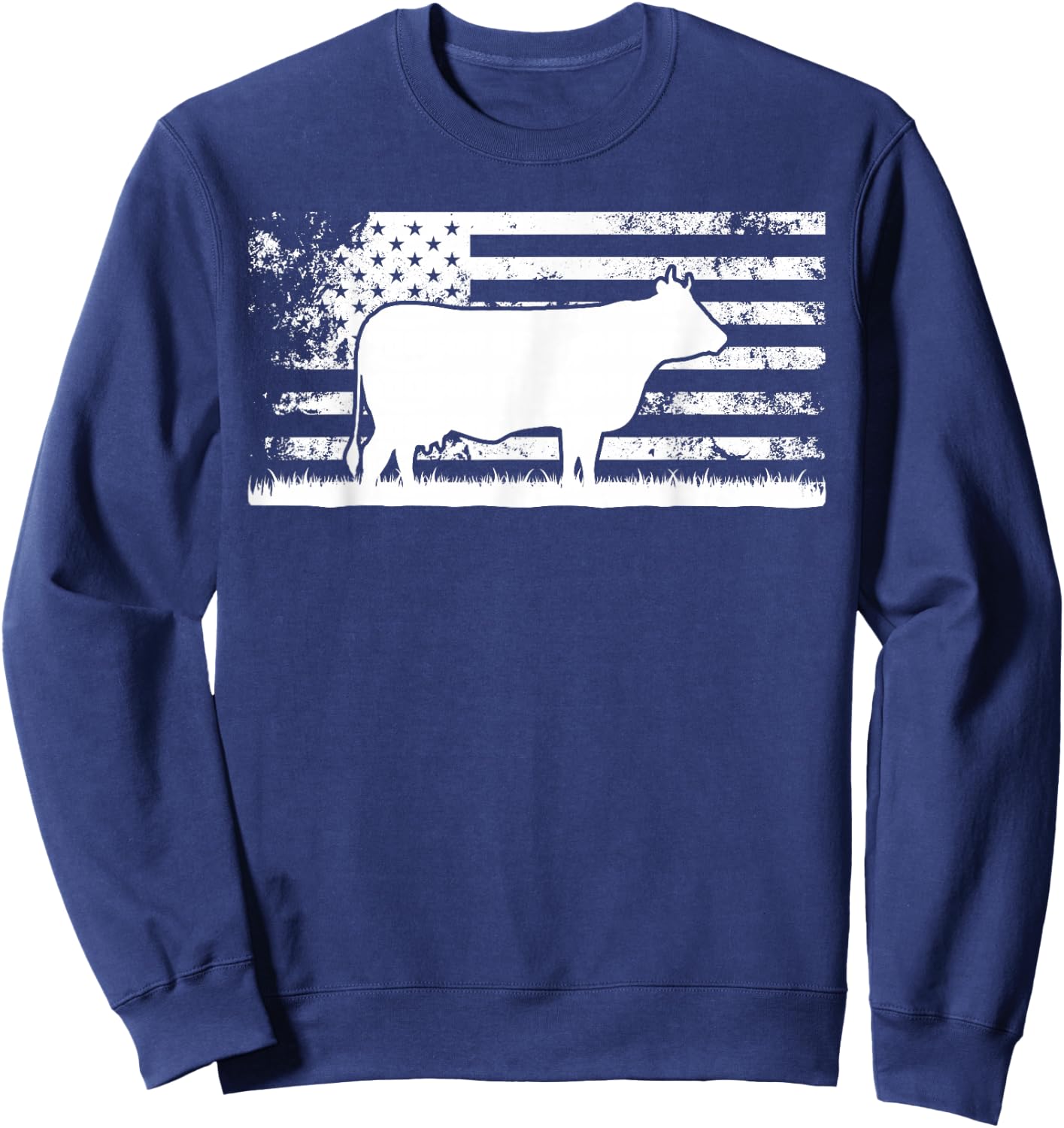 USA American Flag - America Cow Charolais Rancher Sweatshirt - Sweatshirt | Navy