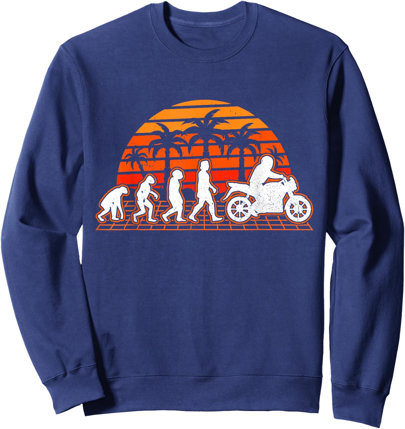 Motorcycle Evolution Retro Motorcycle Biker Sweatshirt - Sweatshirt | Navy