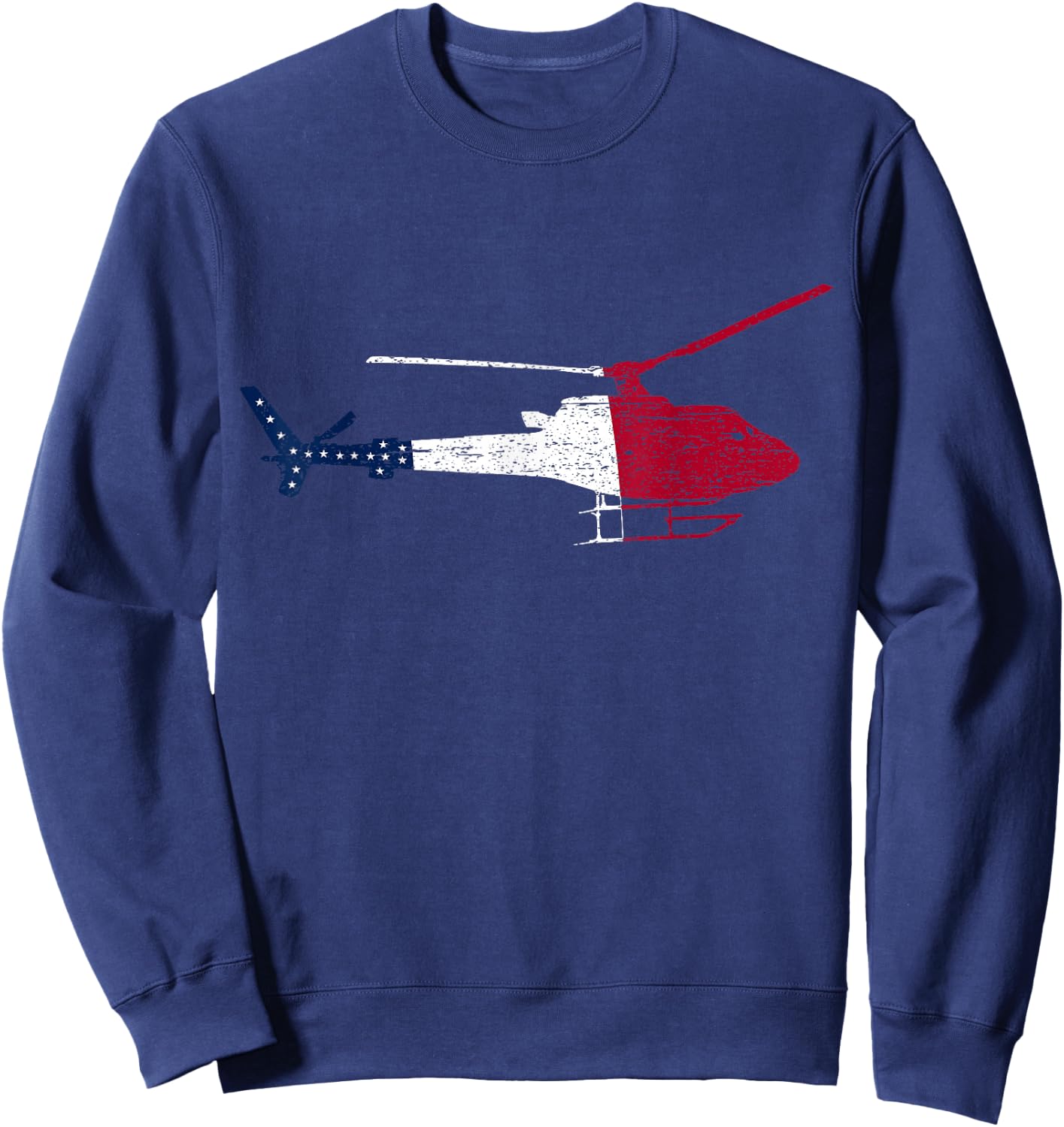 Patriotic Bell 407 helicopter American flag Sweatshirt - Sweatshirt | Navy