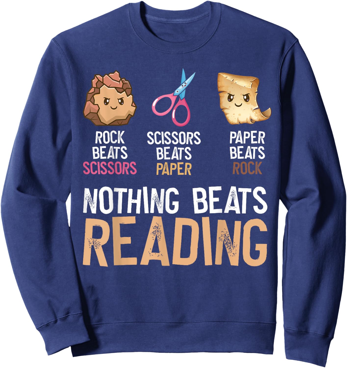 Nothing Beats Reading Book Librarian Rocks Geology Science Sweatshirt - Sweatshirt | Navy