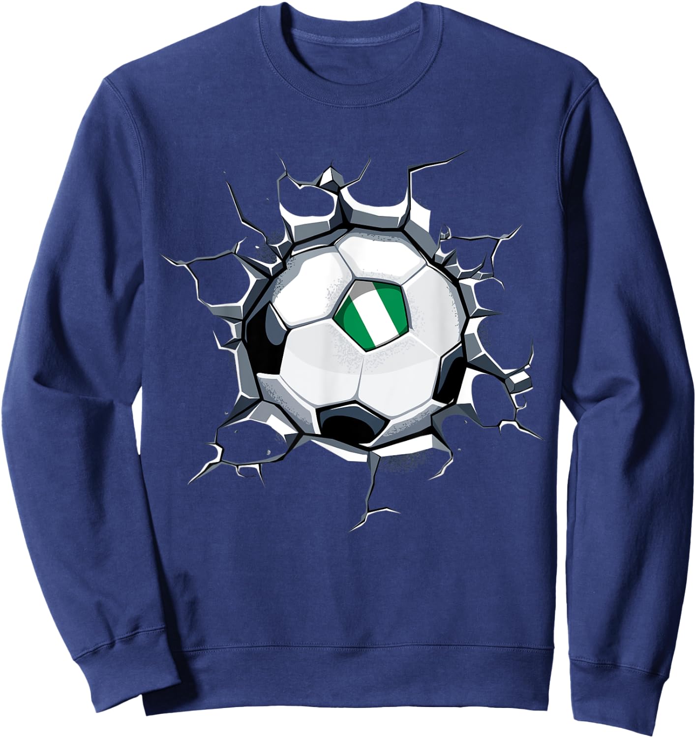 Nigeria Soccer Fans Jersey Nigerian Football Cracked Wall Sweatshirt - Sweatshirt | Navy
