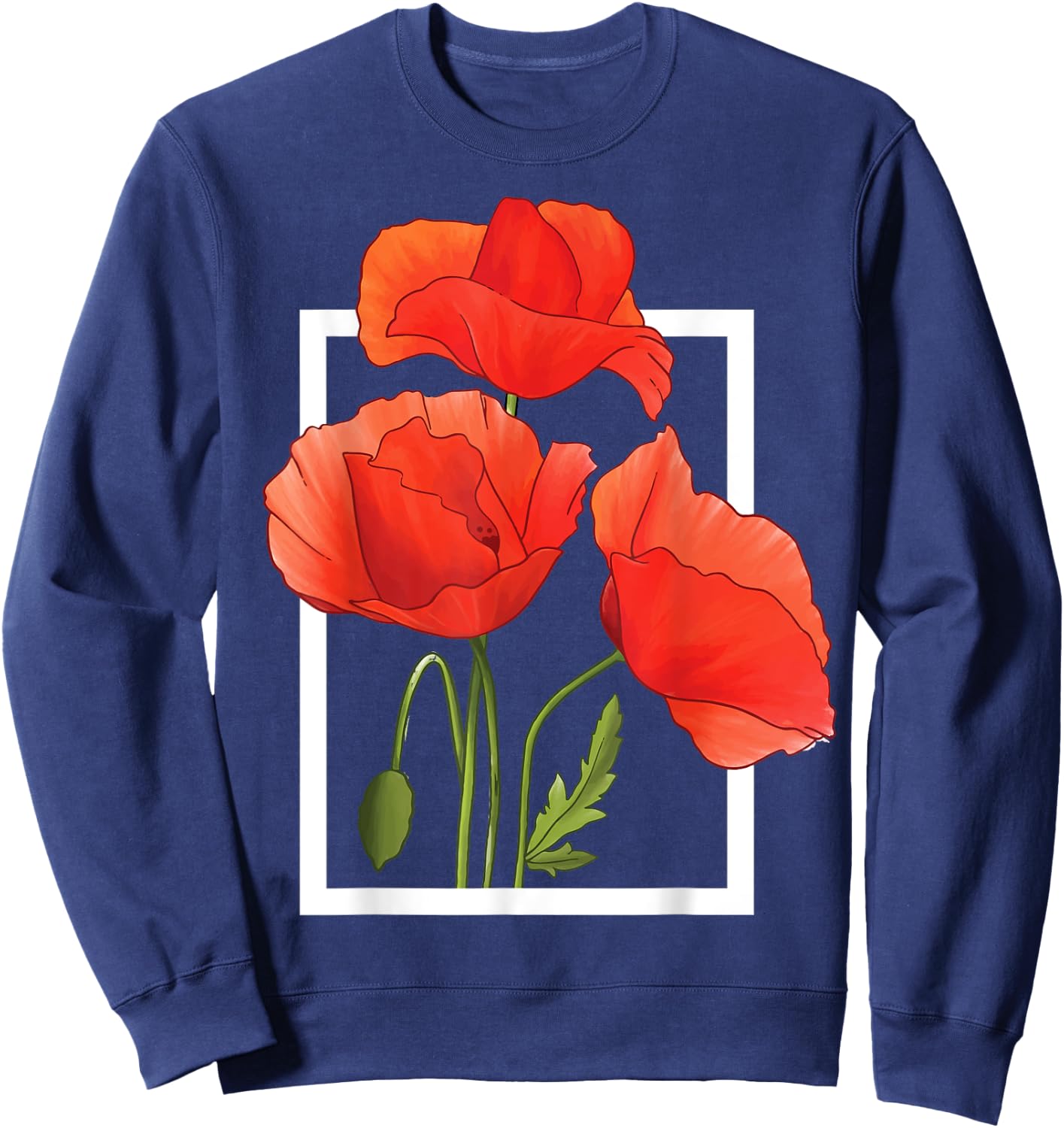 Poppy Flowers Sweatshirt - Sweatshirt | Navy