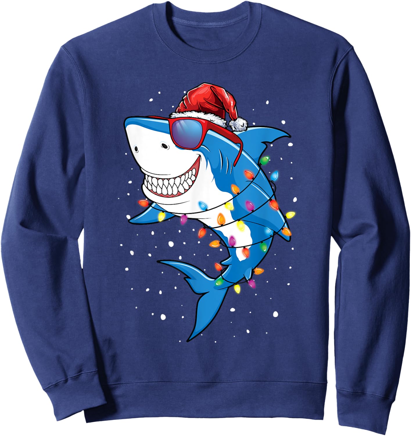 Christmas Shark Shirt Xmas Funny Santa Shark Sweatshirt - Sweatshirt | Navy