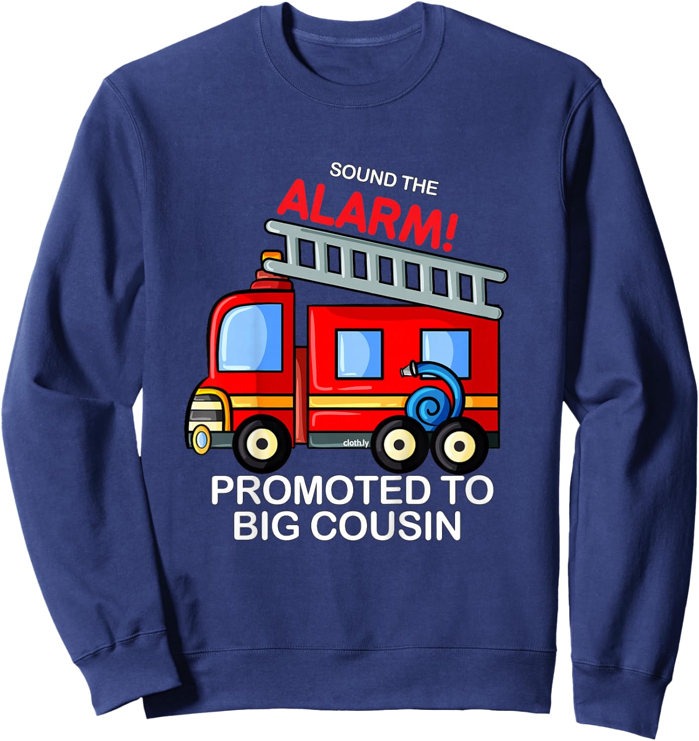 Kids Promoted to Big Cousin Boy Firetruck Sweatshirt - Sweatshirt | Navy