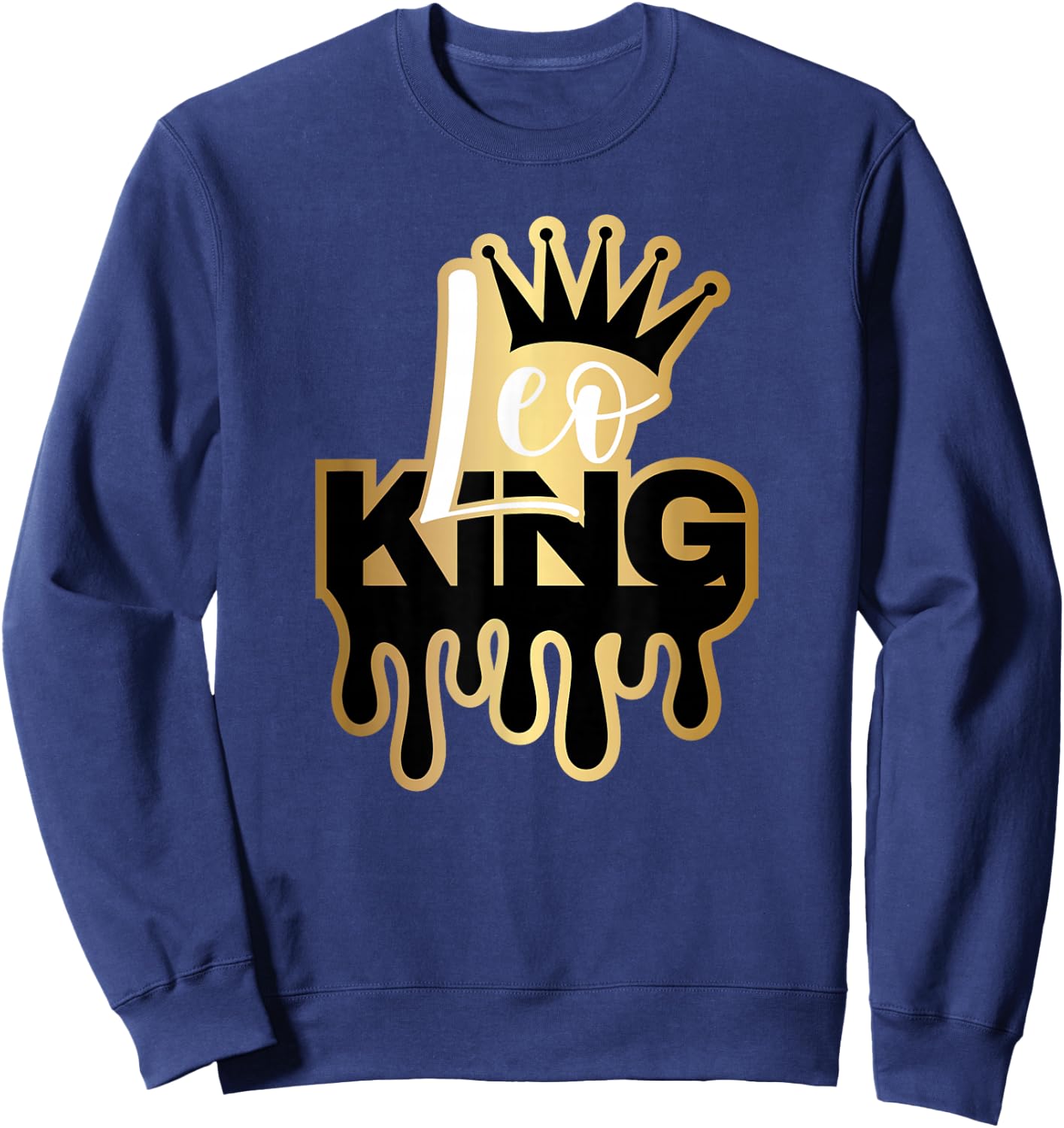 Dripping Leo King Zodiac Sweatshirt - Sweatshirt | Navy