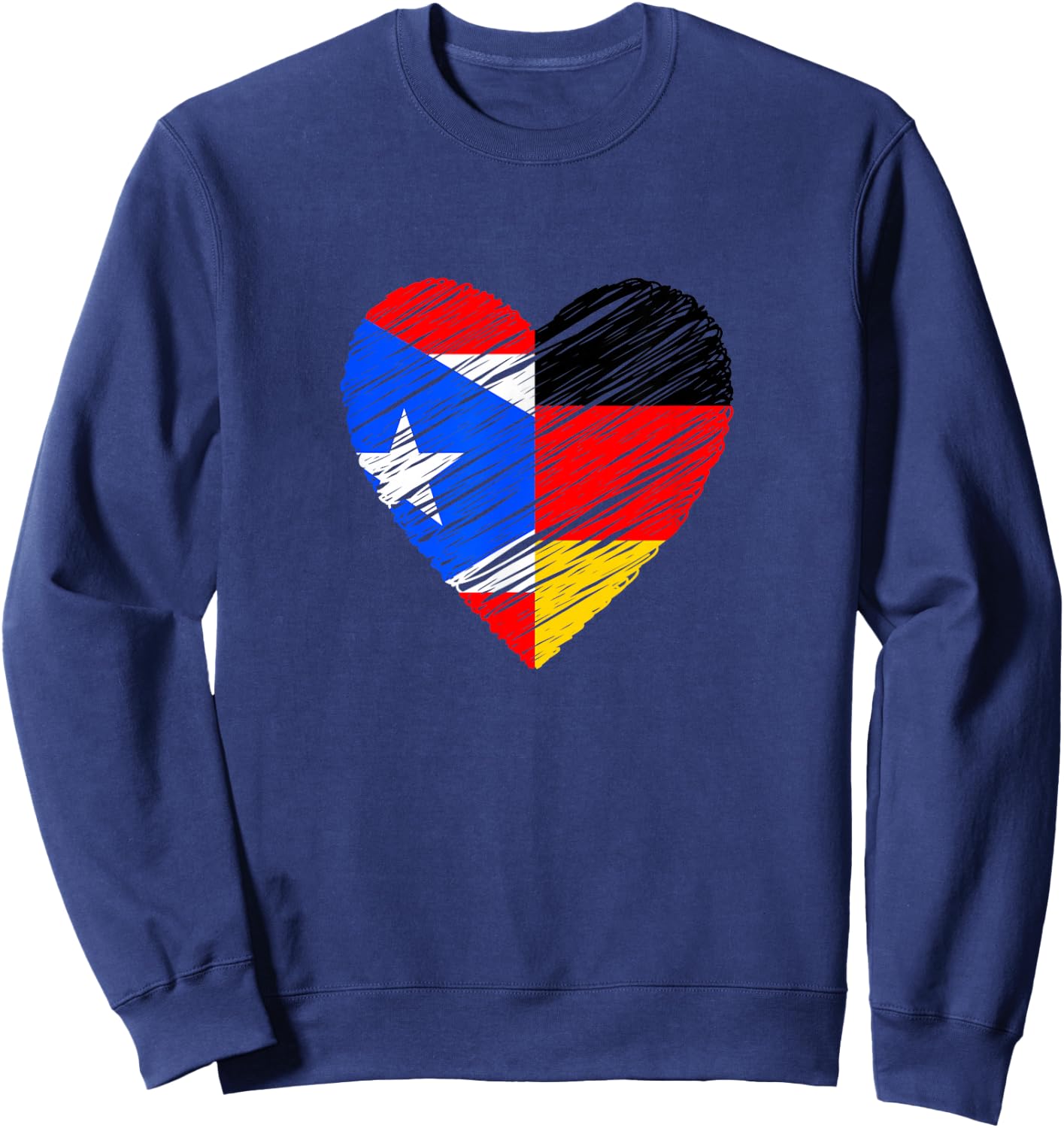 Puerto Rico Germany Vintage Heart German Flag Puerto Rican Sweatshirt - Sweatshirt | Navy