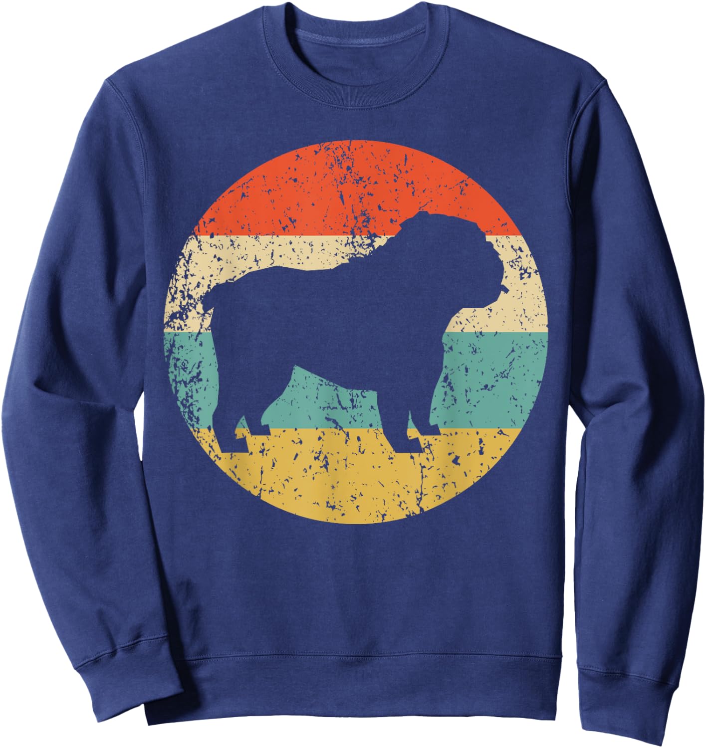 English Bulldog Retro English Bulldog Dog Sweatshirt - Sweatshirt | Navy