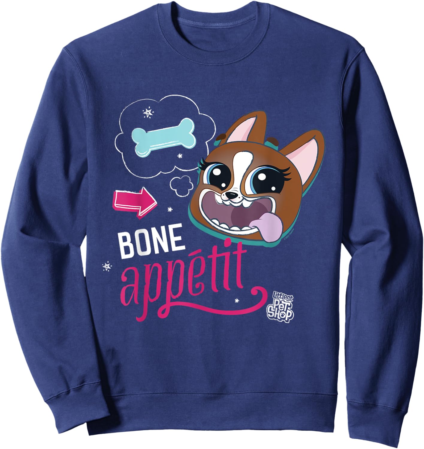 Littlest Pet Shop Dog Bone Appetit Women Girls Kids Sweatshirt - Sweatshirt | Navy