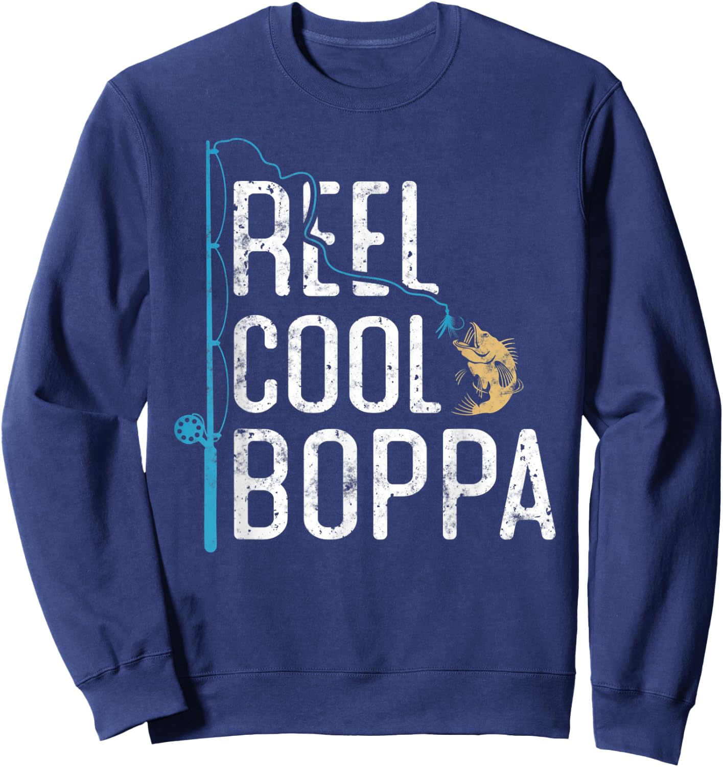 Reel Cool Boppa vintage funny fishing rod Gift Boppa Sweatshirt - Sweatshirt | Navy