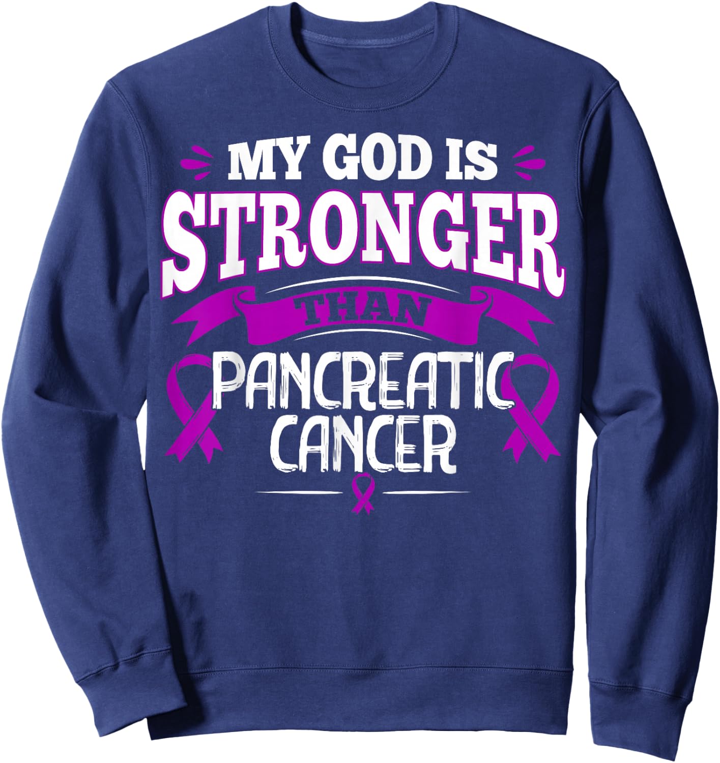 Purple Awareness Ribbon - Pancreatic Cancer Survivor Sweatshirt - Sweatshirt | Navy