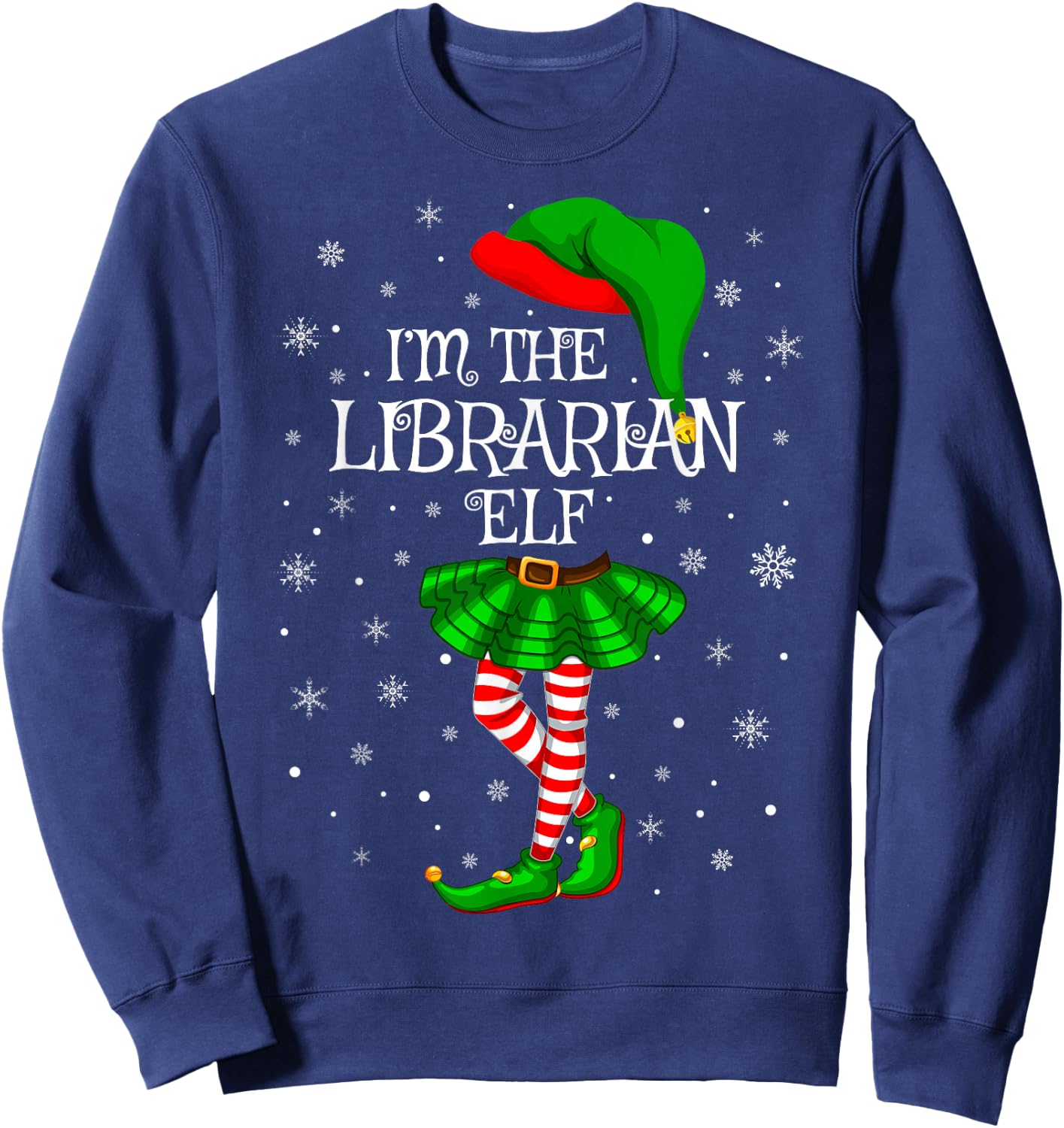 Librarian Elf Christmas Matching Family Women Girls Elf Sweatshirt - Sweatshirt | Navy