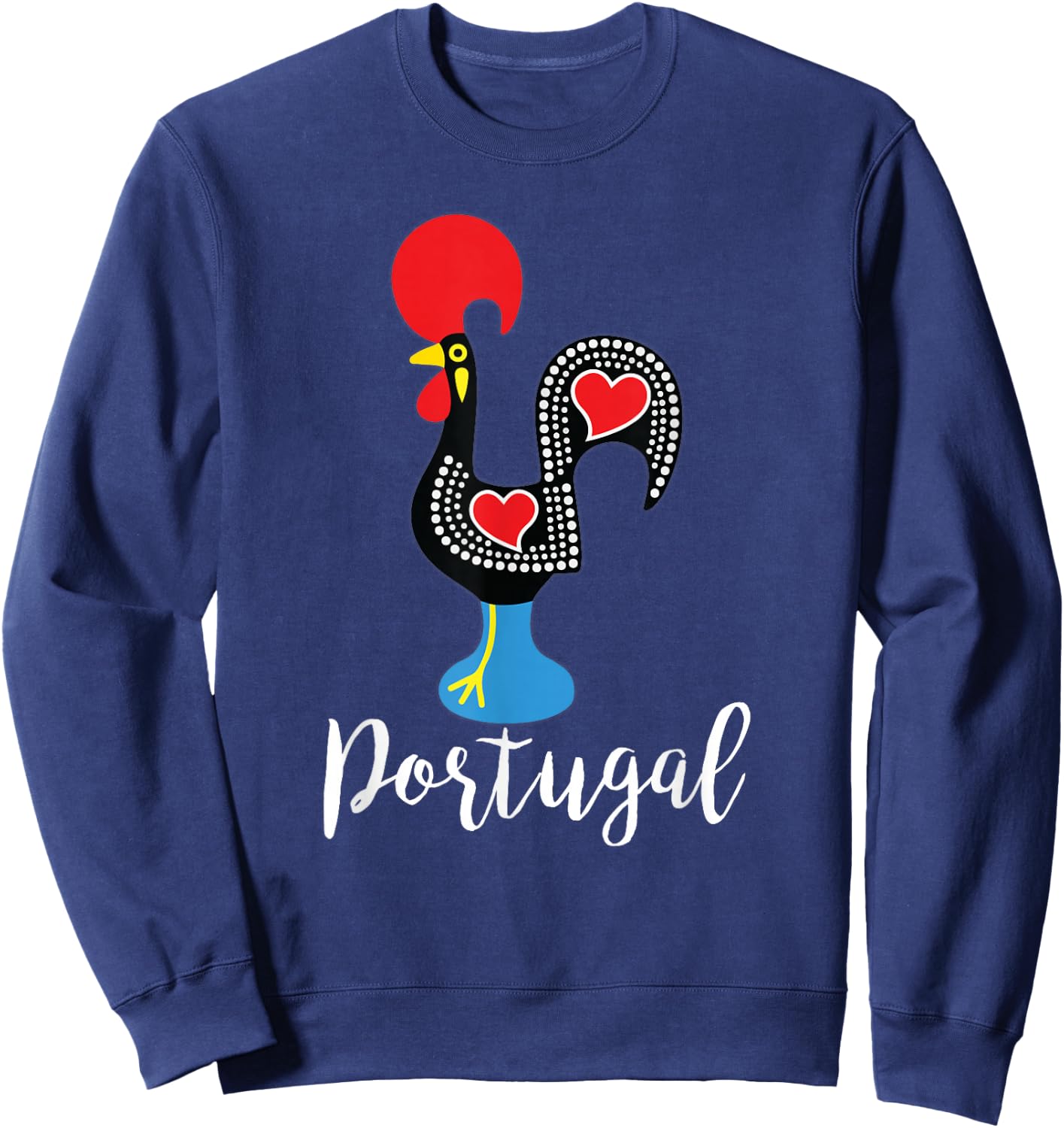 Portuguese Rooster Portugal Galo de Barcelos Figurine Sweatshirt - Sweatshirt | Navy