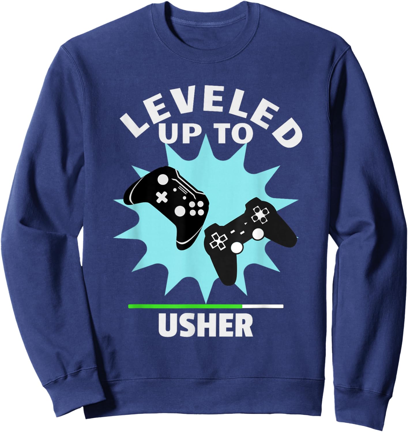 Usher Wedding Gift Funny Leveled Up Gamer Sweatshirt - Sweatshirt | Navy