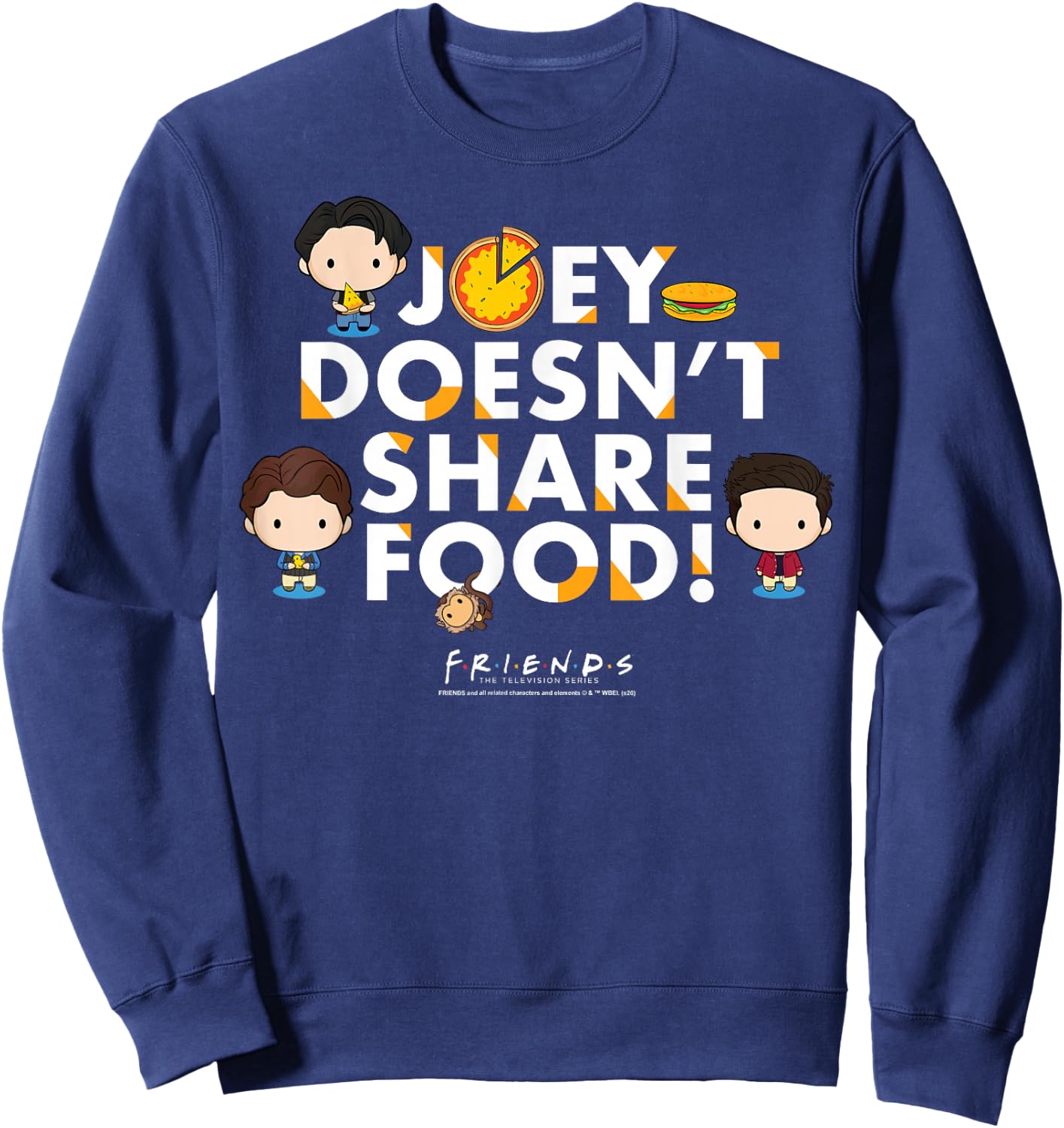 Friends Chibi Joey Doesn't Share Food Sweatshirt - Sweatshirt | Navy