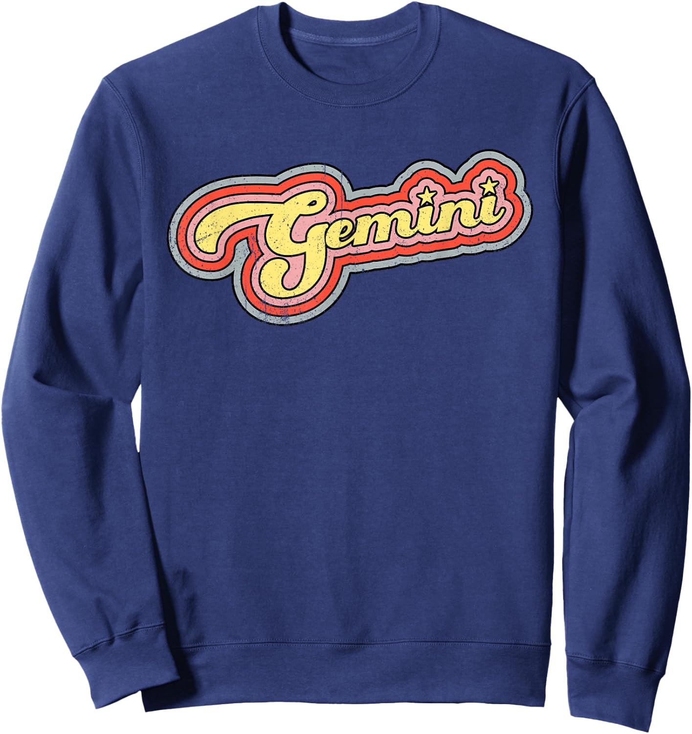Retro Gemini Zodiac Twins May June Birthday Sign Horoscope Sweatshirt - Sweatshirt | Navy