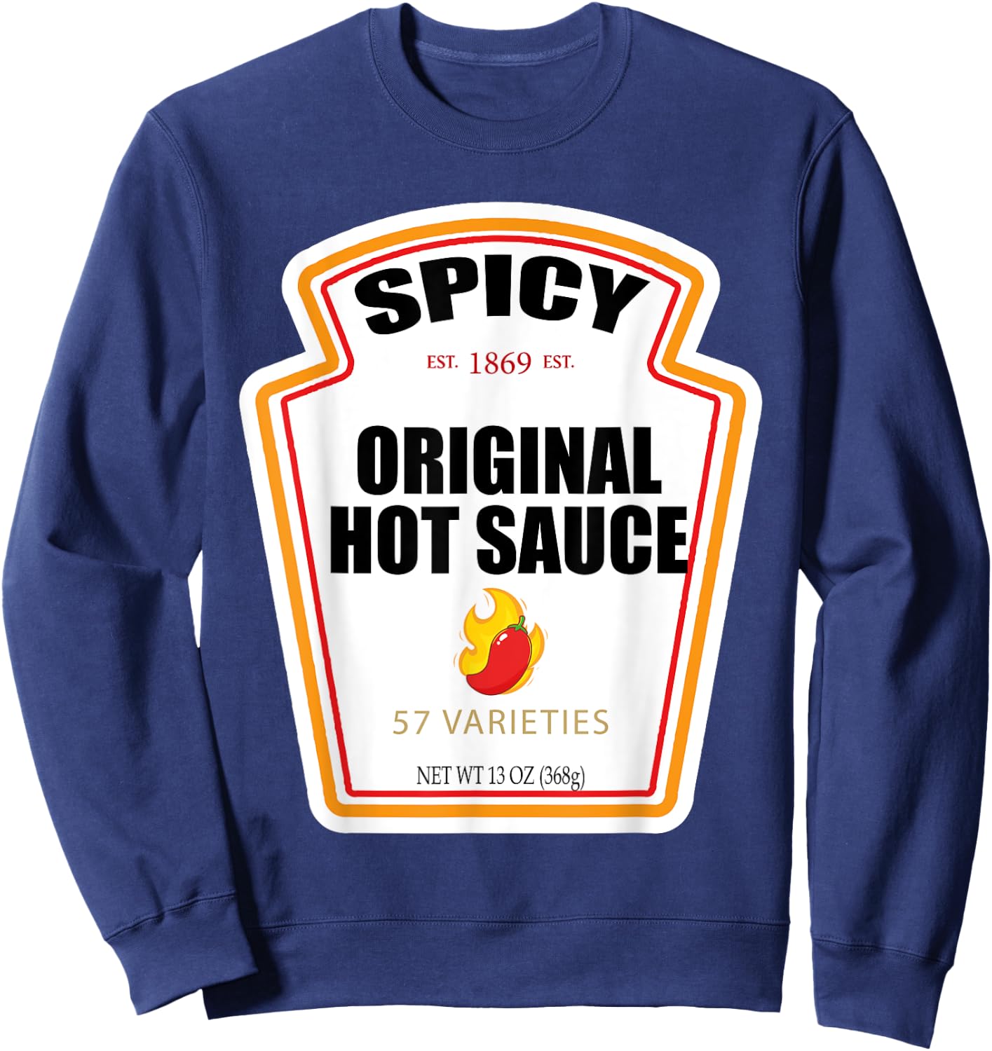 Halloween Matching Costume Spicy Chili Sauce Bottle Label Sweatshirt - Sweatshirt | Navy