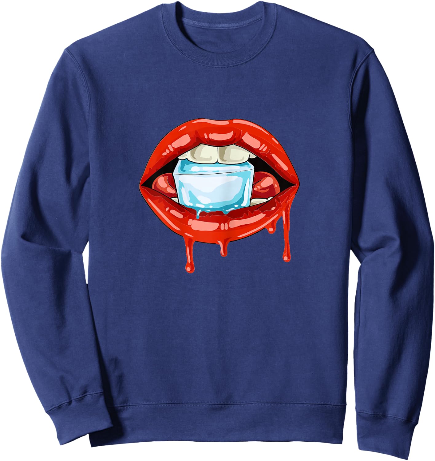 Kissing Mouth Lips Mouth Ice Cube Sexy Gift Sweatshirt - Sweatshirt | Navy