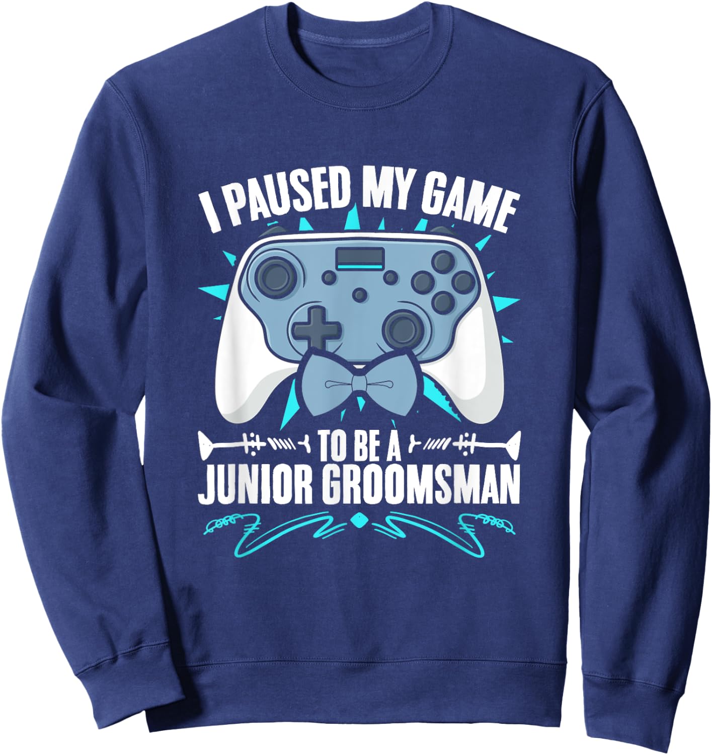 Junior Groomsman Video Gamer Paused My Game Junior Groomsmen Sweatshirt - Sweatshirt | Navy