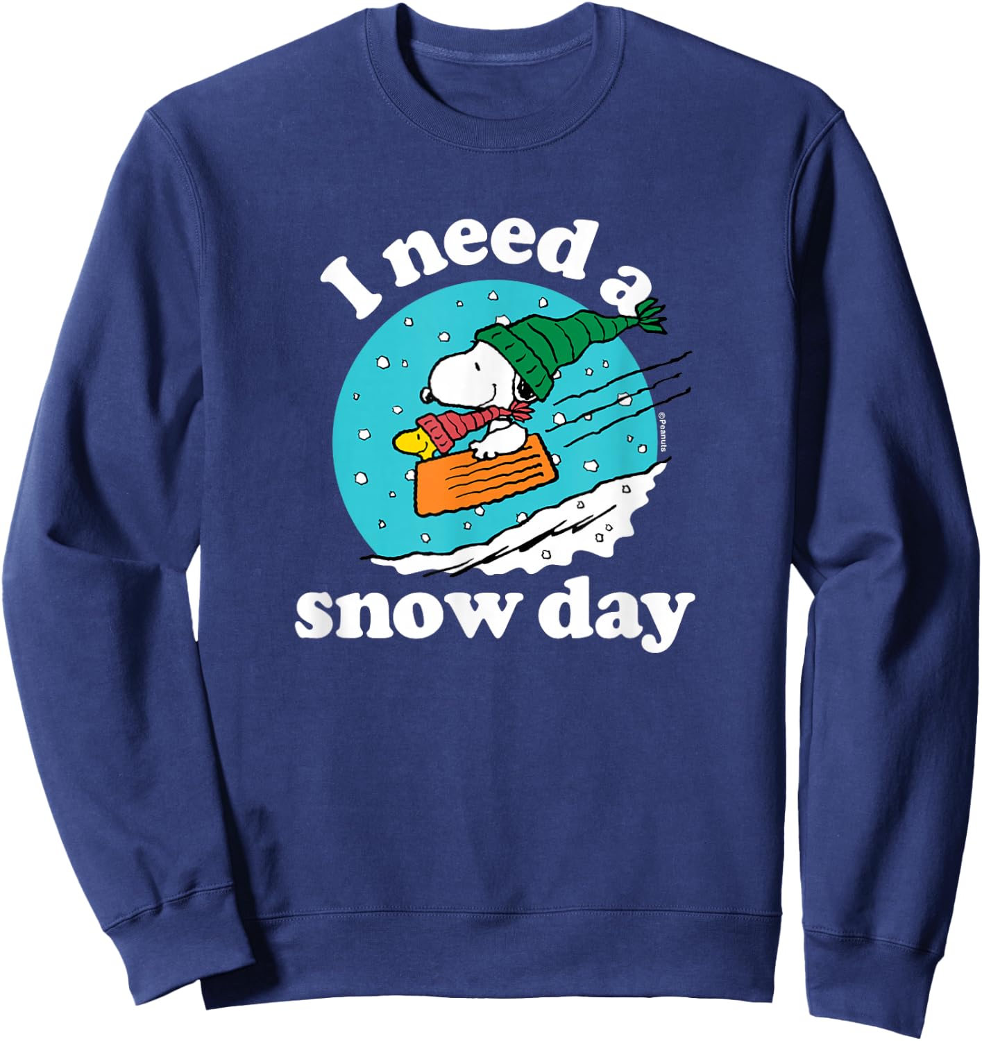Peanuts - Christmas Snoopy - I Need A Snow Day Sweatshirt - Sweatshirt | Navy