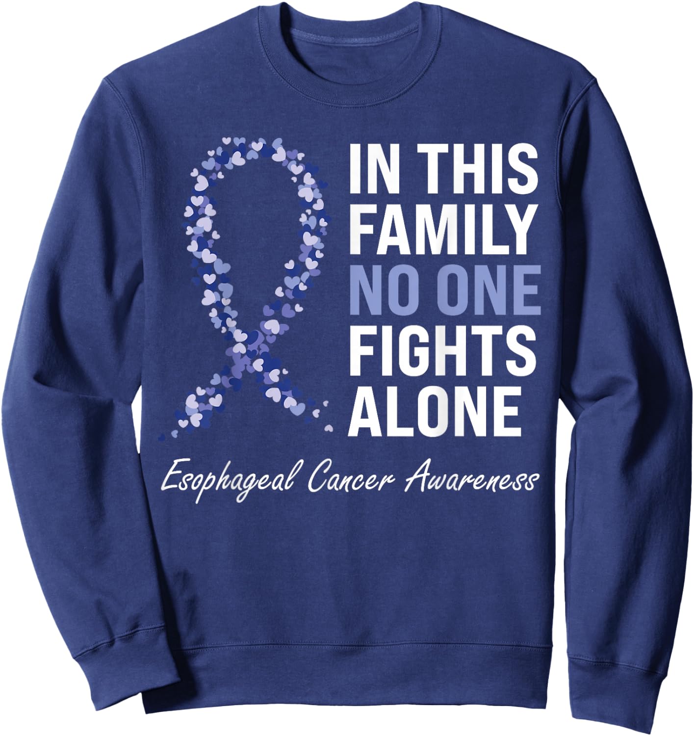 Esophageal Cancer Awareness Gifts Co. Purple Periwinkle Ribbon Cancer Awareness - Black, Short Sleeve, , Classic Fit, Pull On, Small Sweatshirt - Sweatshirt | Navy