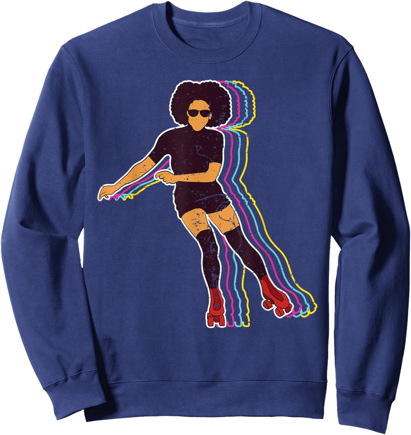 Vintage Roller Skating Girls Clothes Afro 70s 80s Sweatshirt - Sweatshirt | Navy